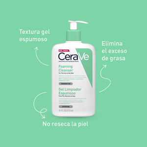 Cerave gel limpiador facial espumoso 473ml.