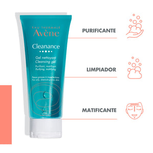 Avene Cleanance gel limpiador matificante para pieles sensibles con tendencia acneica 200ml.